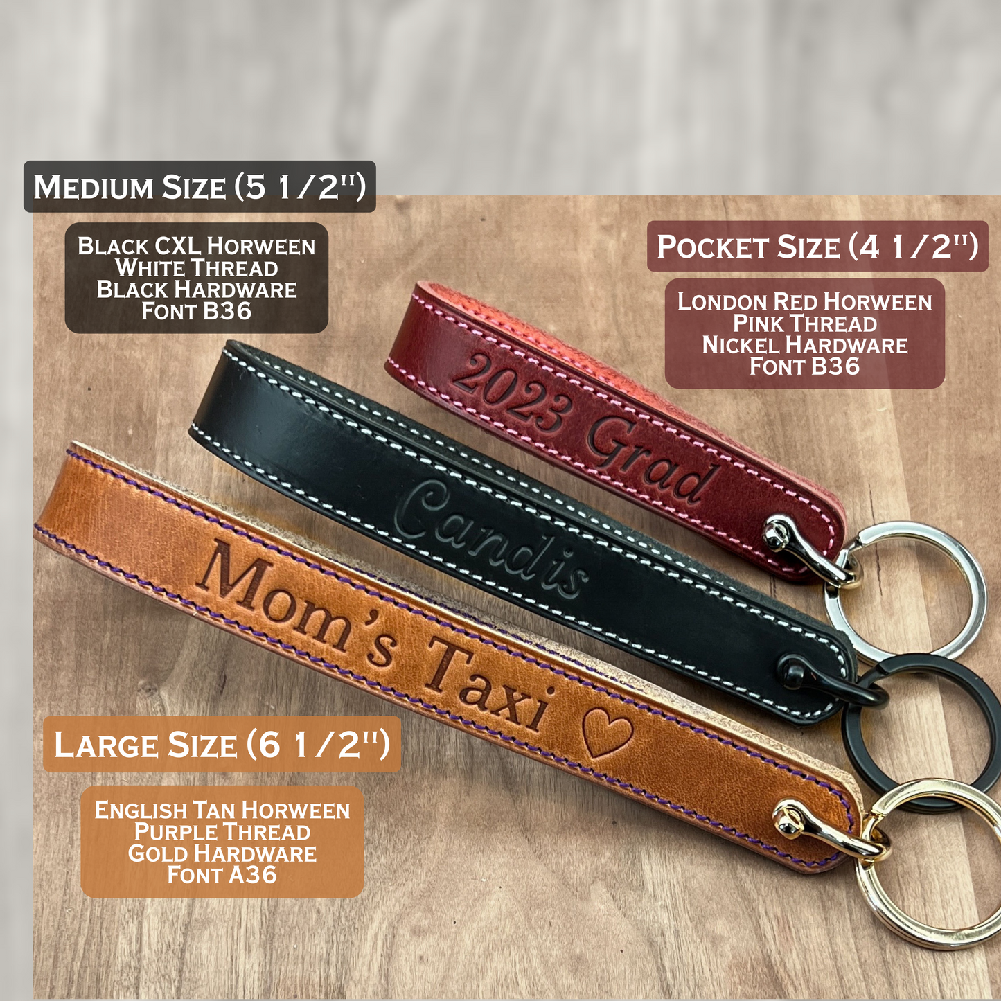 Personalized Horween Leather Loop Keychain | Handmade to Order