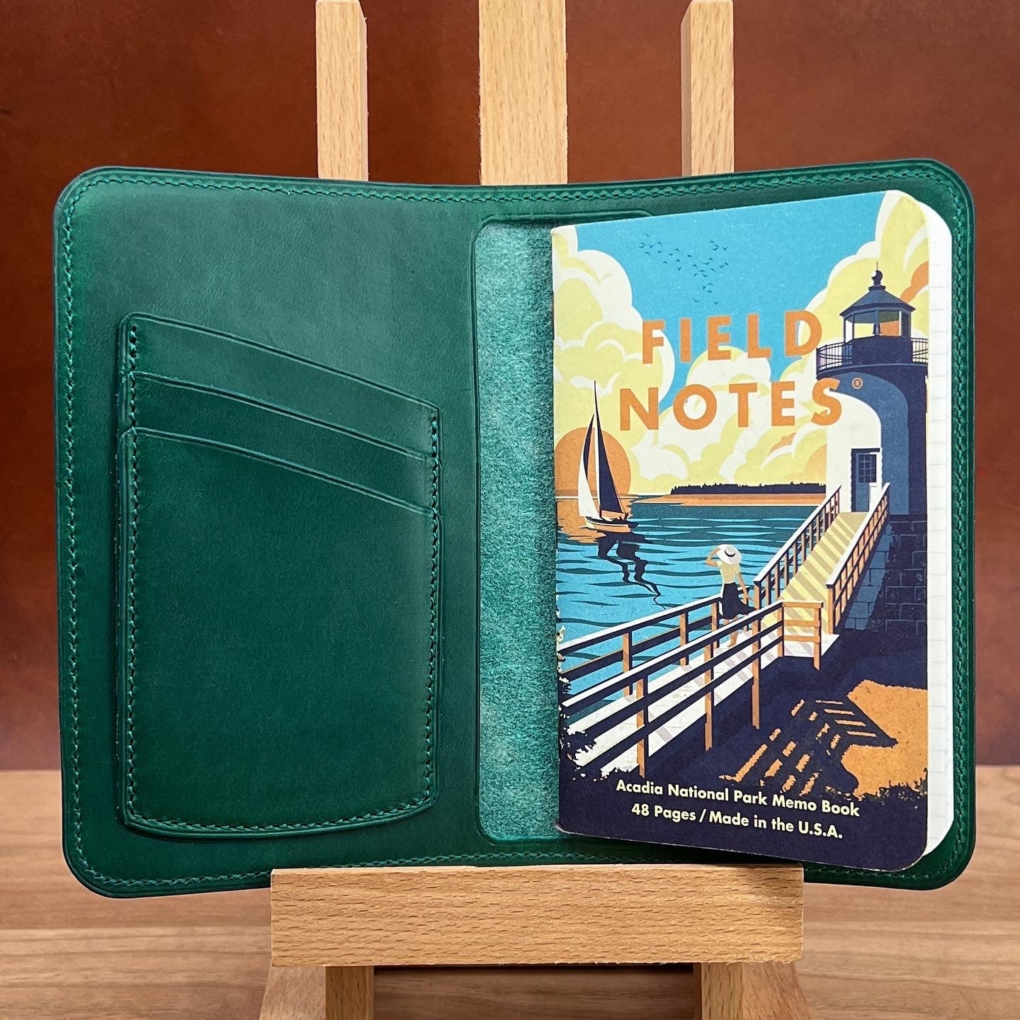Handmade Horween Leather Notebook Cover - Pocket Size