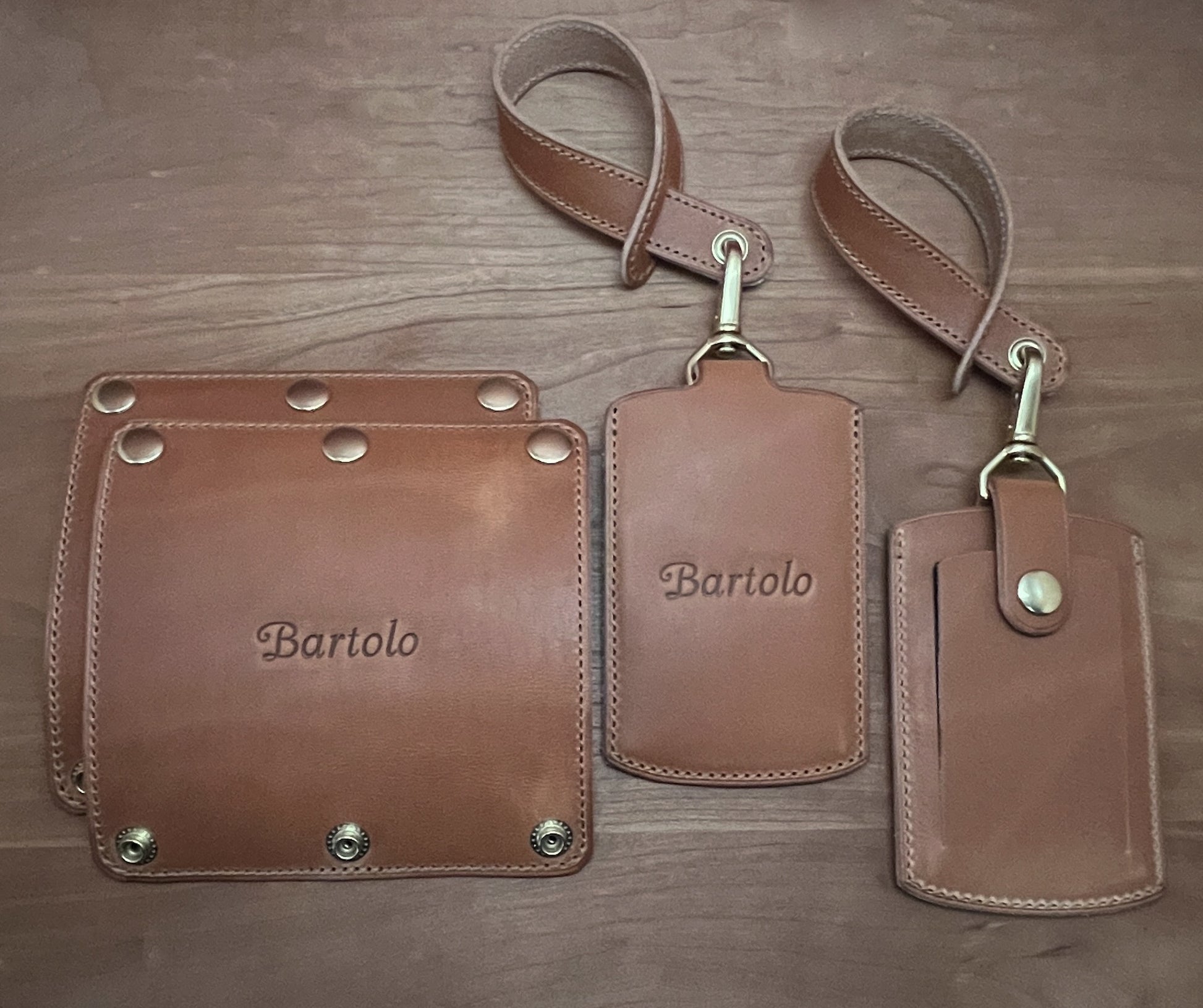 Custom Leather Luggage Tag in Natural Dublin Horween Leather with Brass Hardware