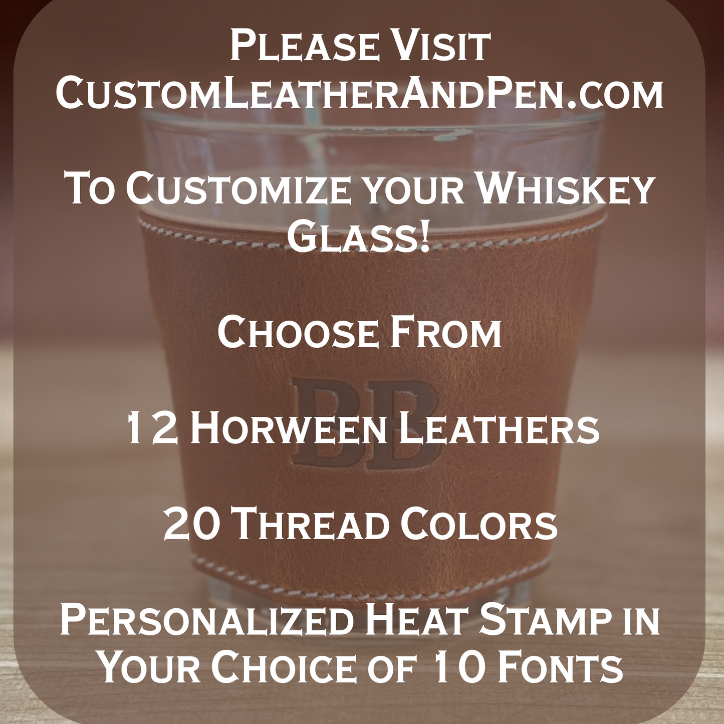 Horween Leather Wrapped Whiskey Glasses - Handmade to Order