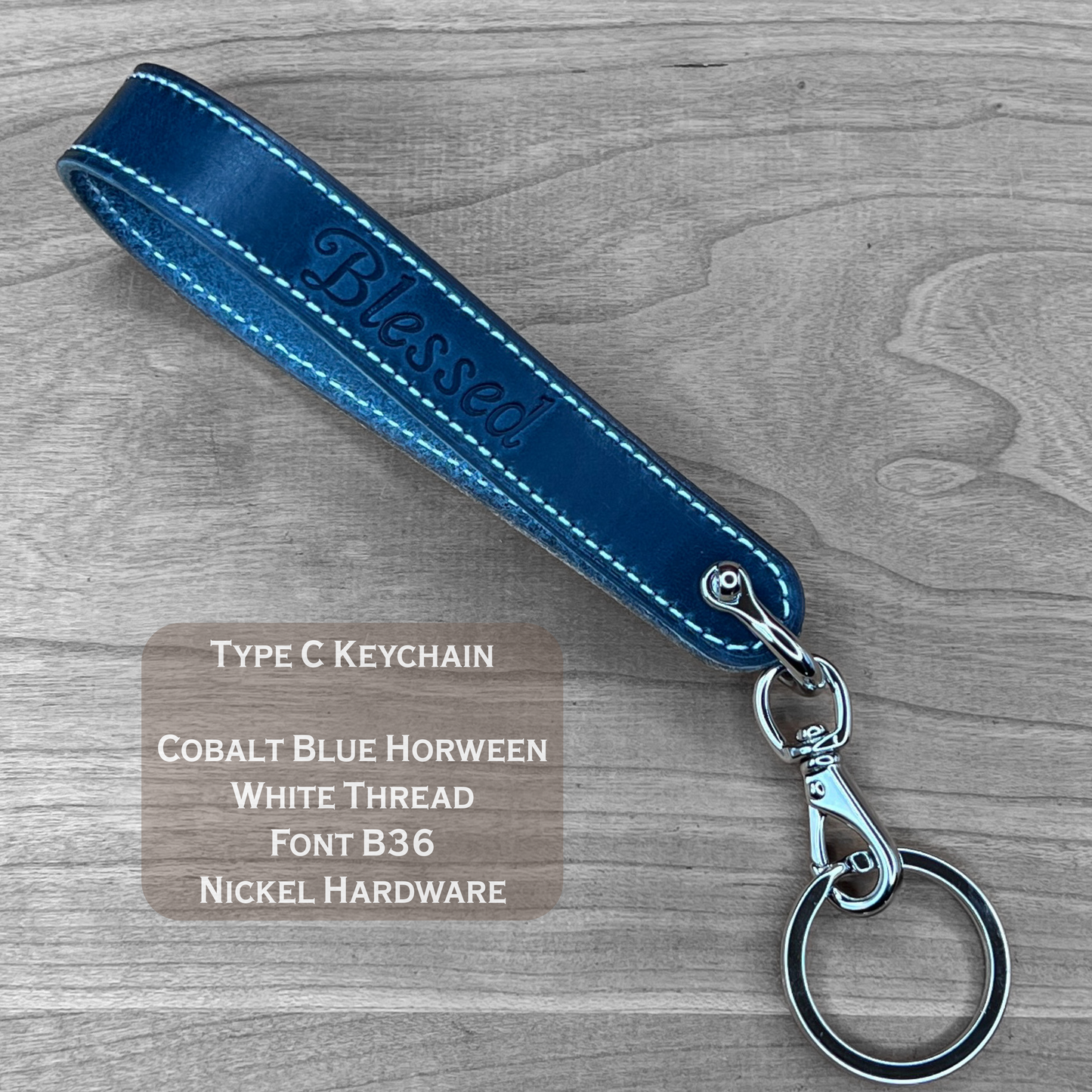 Personalized Horween Leather Loop Keychain | Handmade to Order