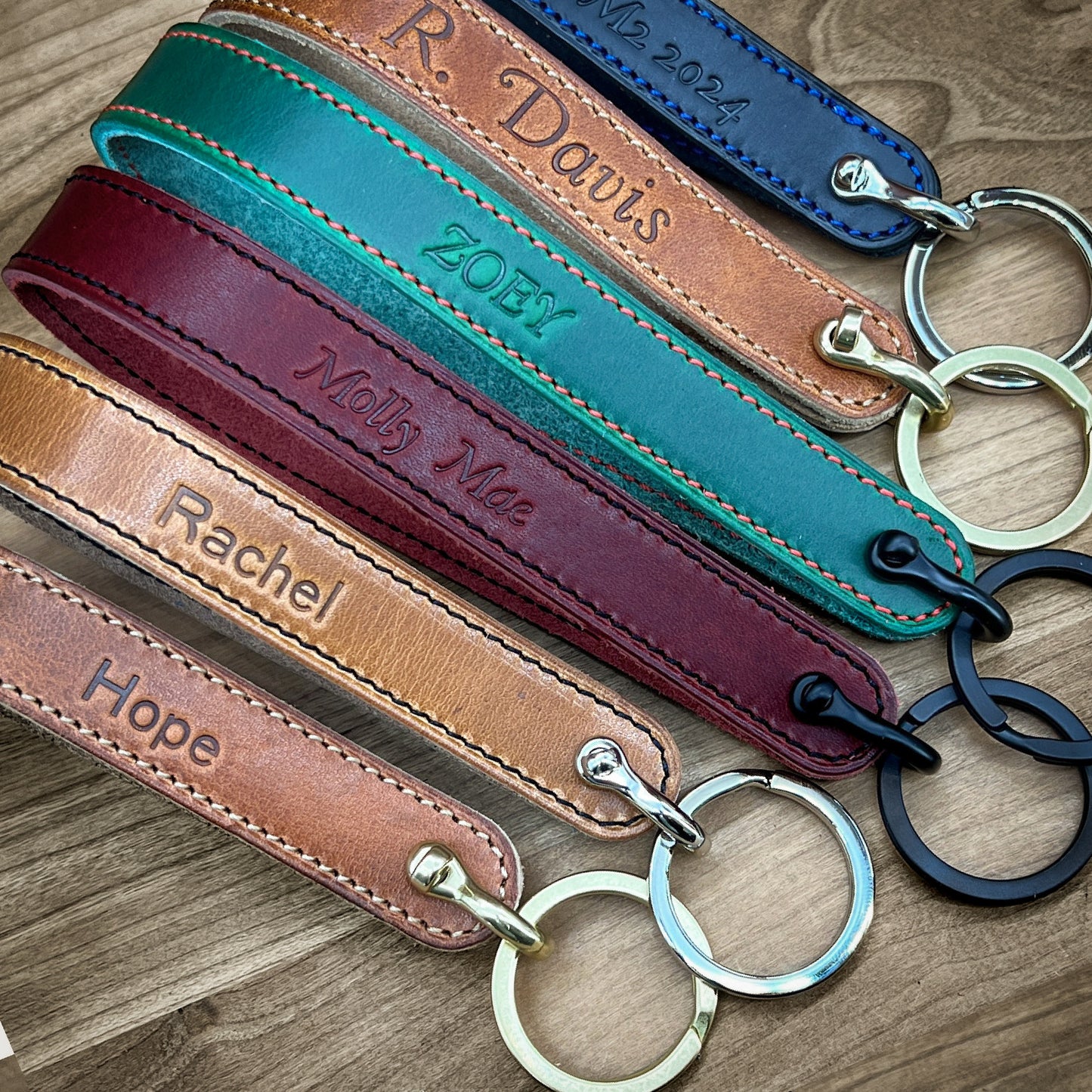 Personalized Horween Leather Loop Keychain | Handmade to Order