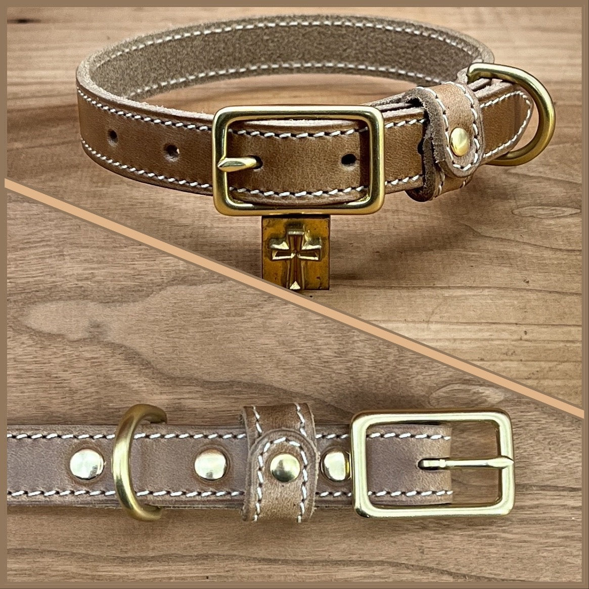 Teacup Dog Collar in Horween Leather. Handmade in Houston, Texas.