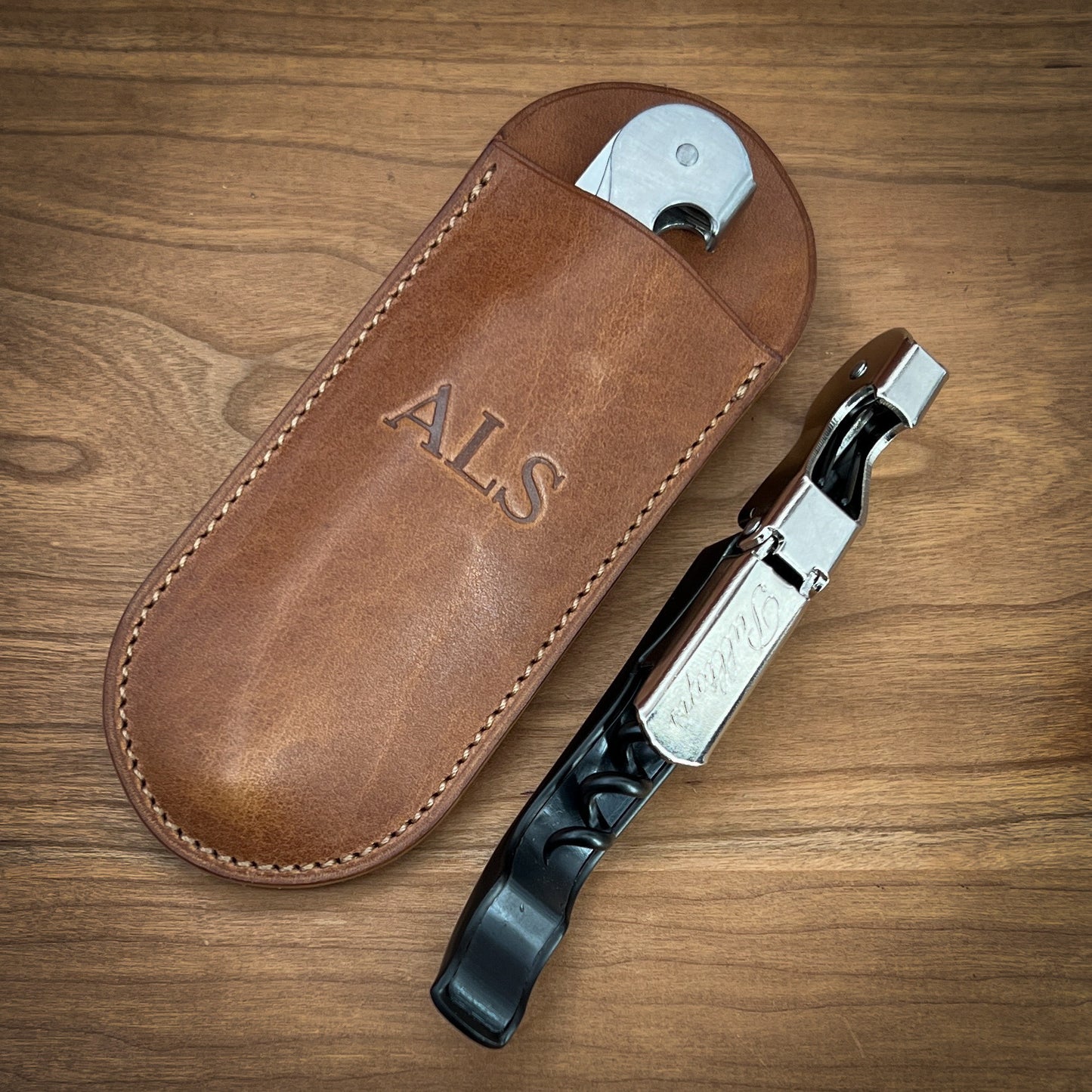 Pulltap Corkscrew and Horween Leather Sheath with Belt Clip | Personalized and Handmade to Order