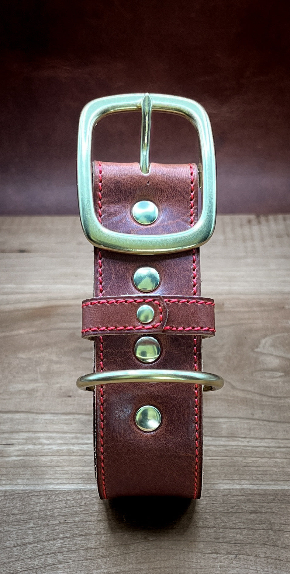 Leather Dog Collar with name with solid brass hardware.