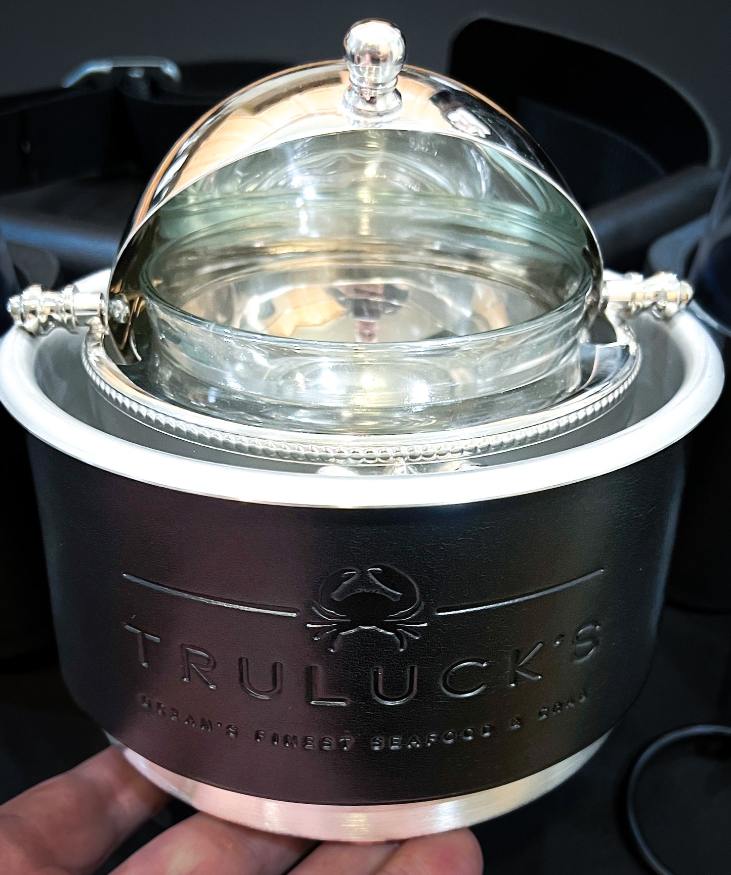 Caviar Serving Set for Trulucks in Black Illini Horween Leather.