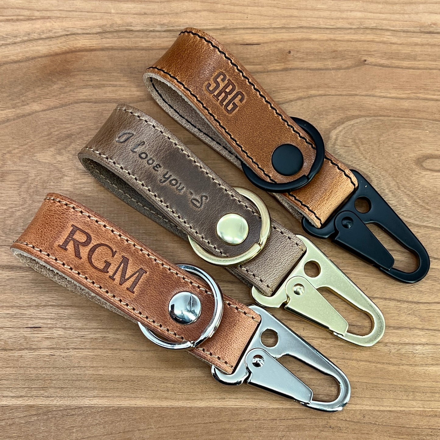 Horween Leather Belt Loop Keychain with HK Snap Hook | Handmade to Order