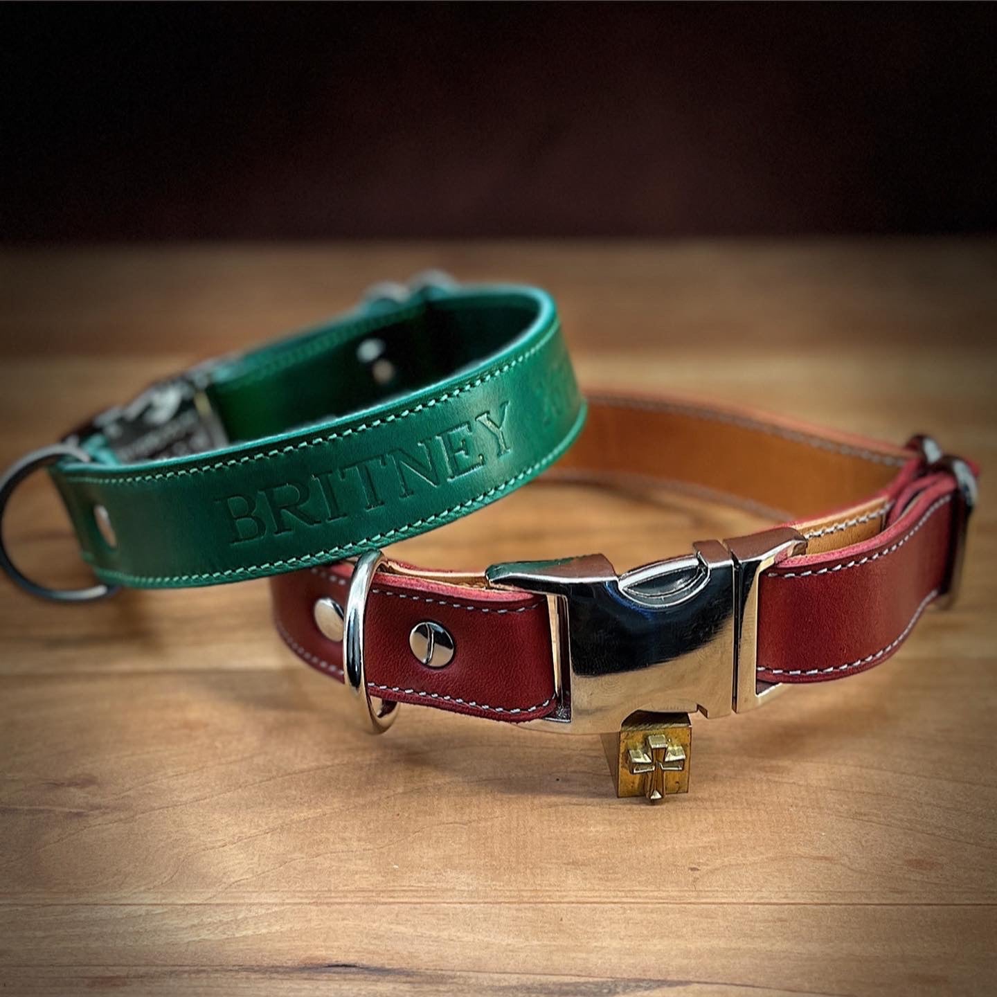 Customizable Quick Release Dog Collars in Horween Leather, Made to order