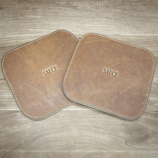 Handmade Kitchen Hot Pad Trivet in Natural Dublin Horween Leather.