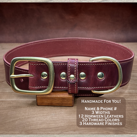 Premium Leather Dog Collar. Handmade in Horween Leather.