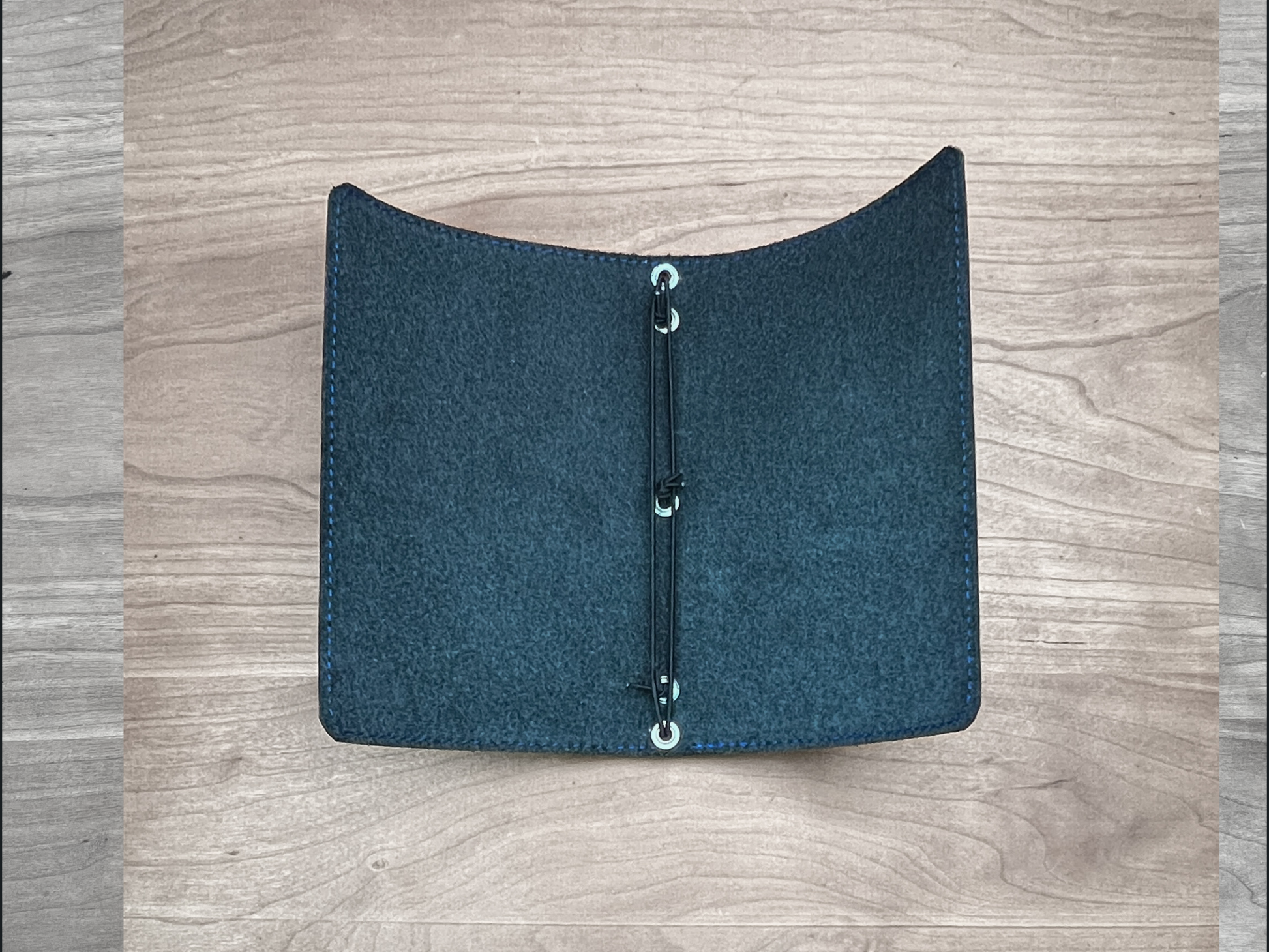 Interior view of custom leather travelers notebook in Horween leather.