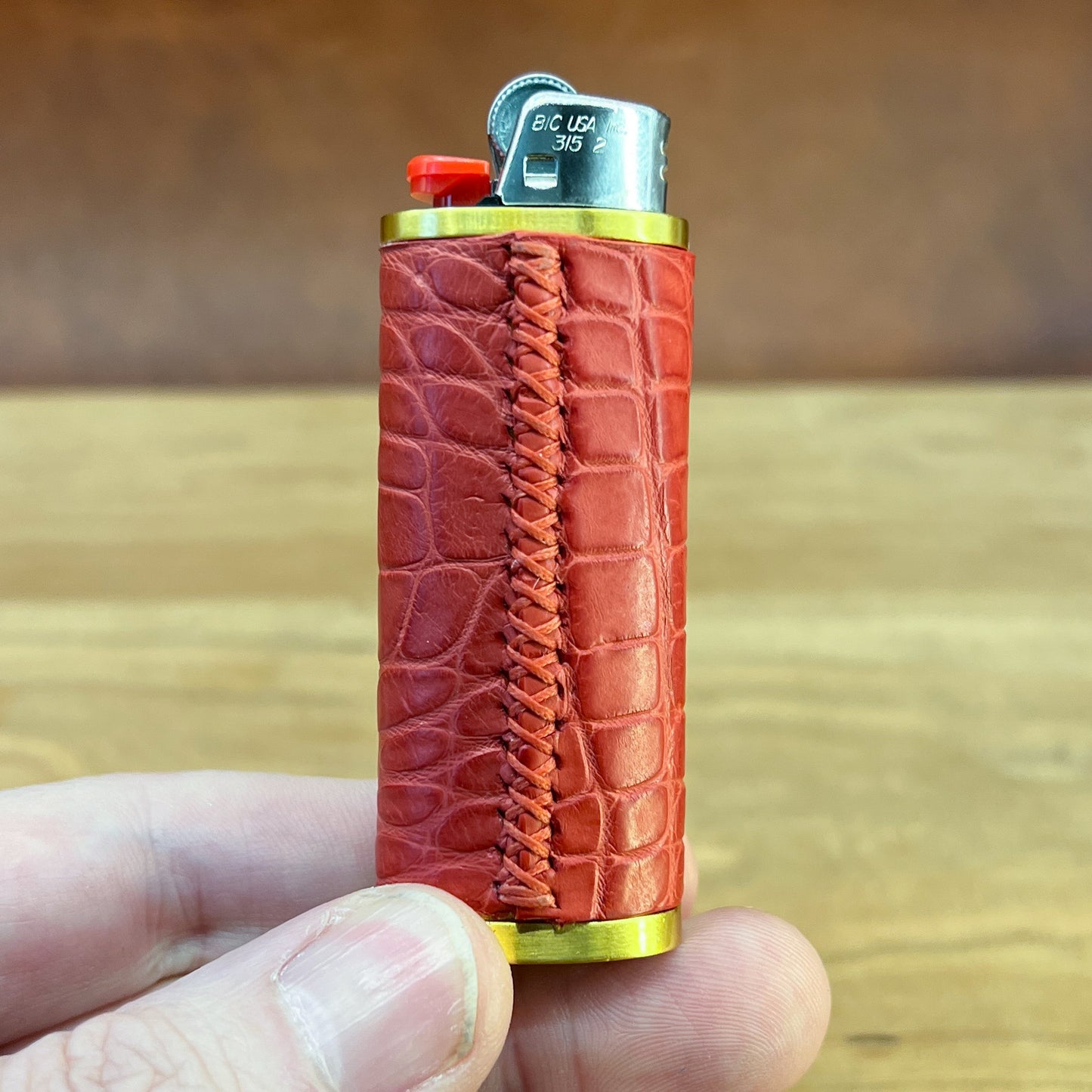 Pink Alligator Wrapped Lighter Case | Ready to Ship