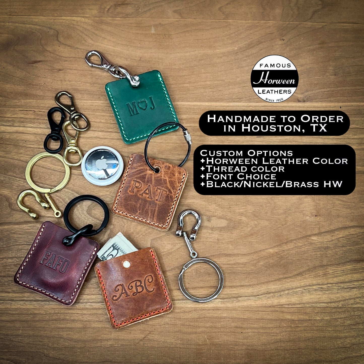 Customizable Airtag Holder in Horween leather | Handmade to Order