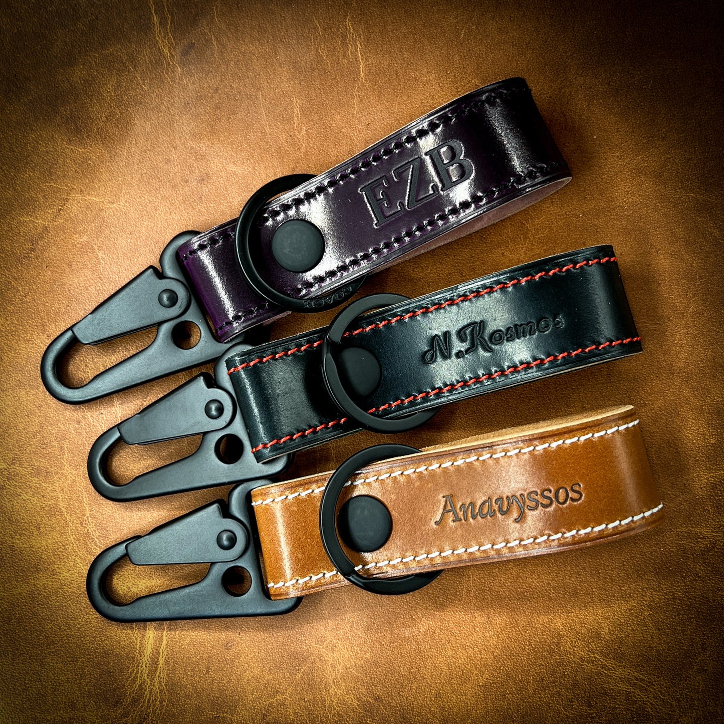 Shell Cordovan Belt Loop Keychain with HK Snap Hook | Handmade to Order
