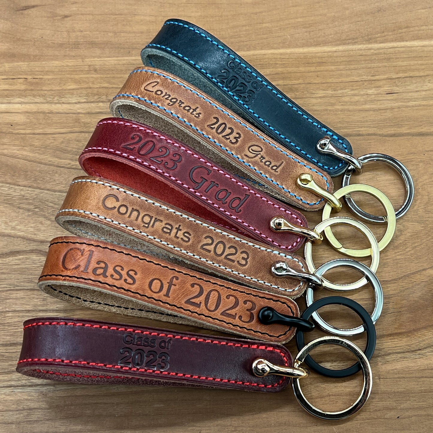Personalized Horween Leather Loop Keychain | Handmade to Order