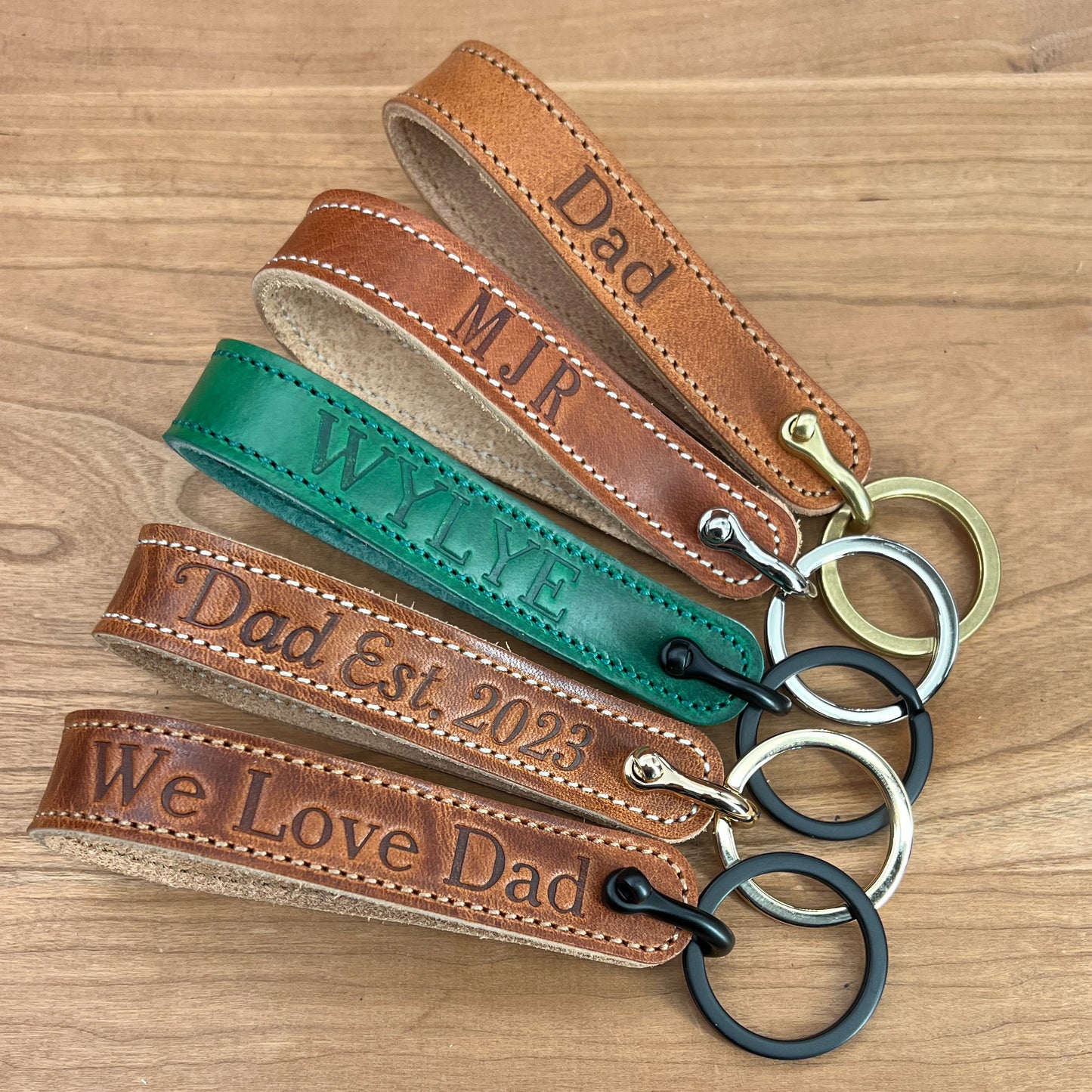 Personalized Horween Leather Loop Keychain | Handmade to Order