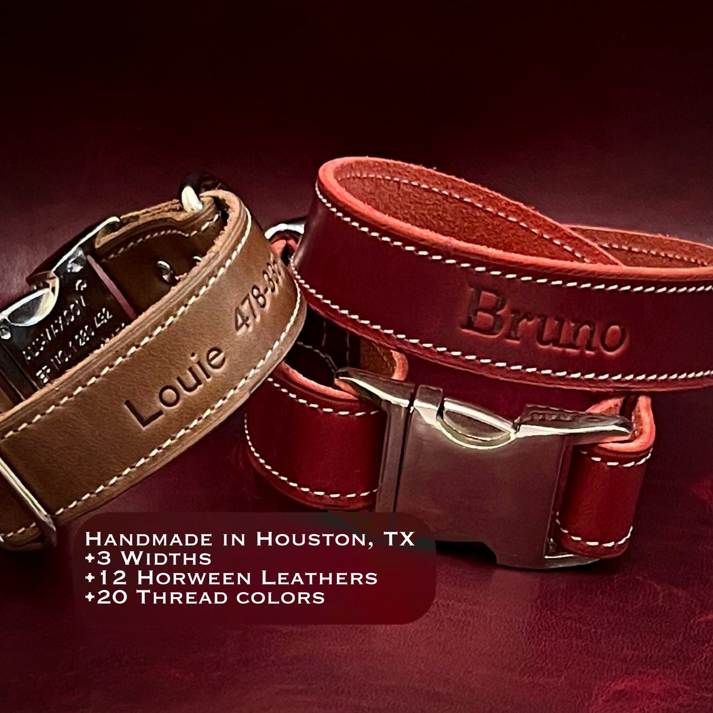 Customizable Quick Release Dog Collars in Horween Leather, Made to order