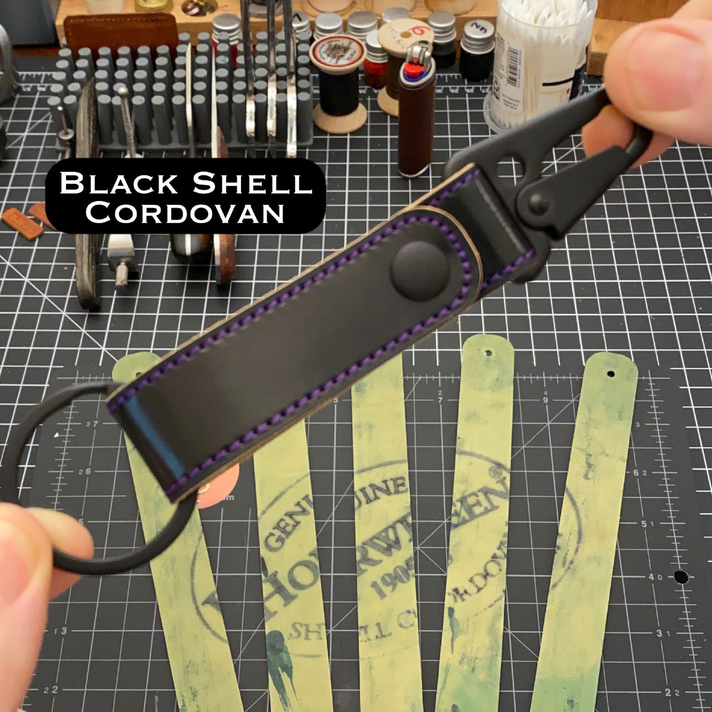 Shell Cordovan Belt Loop Keychain with HK Snap Hook | Handmade to Order