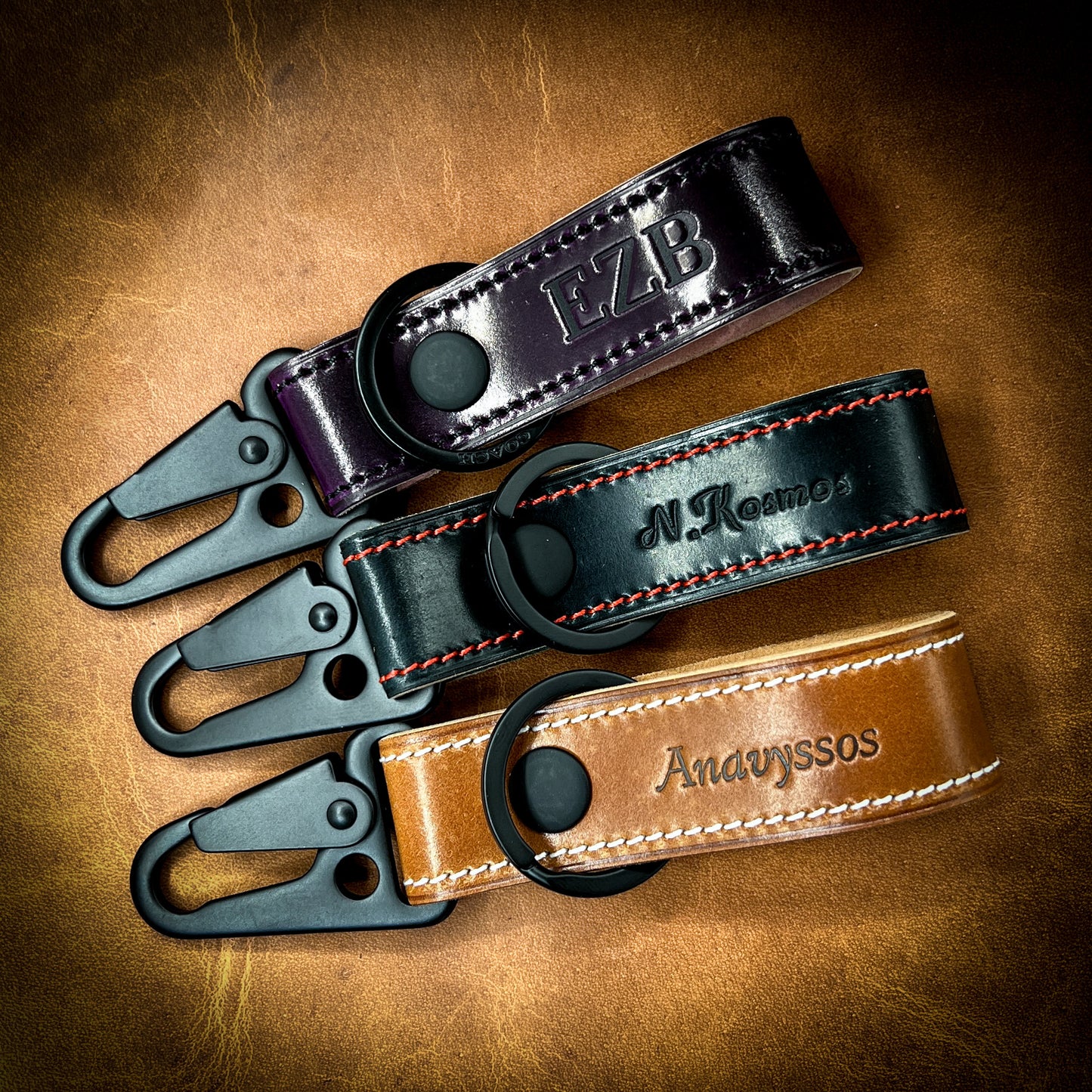 Shell Cordovan Belt Loop Keychain with HK Snap Hook | Handmade to Order
