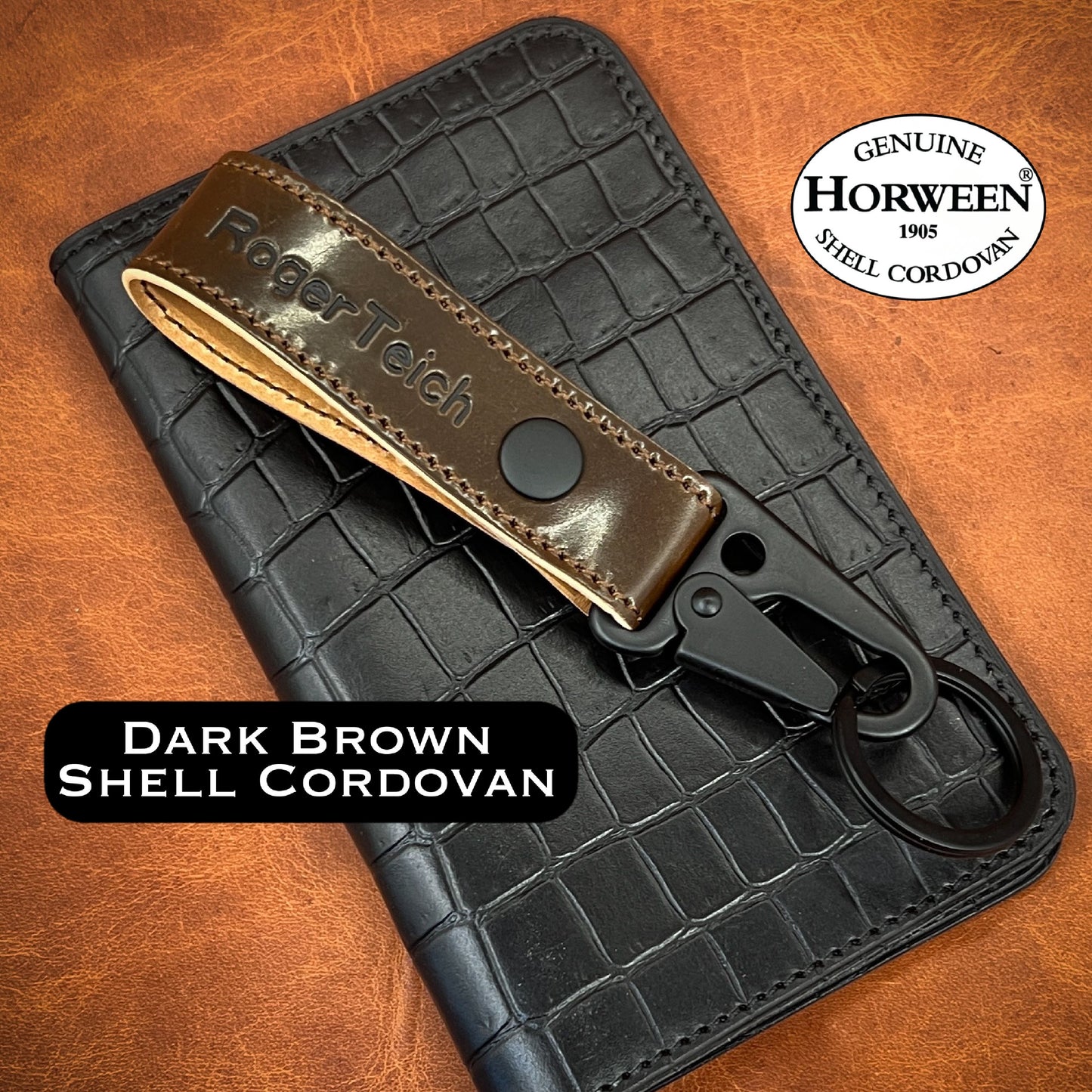 Shell Cordovan Belt Loop Keychain with HK Snap Hook | Handmade to Order
