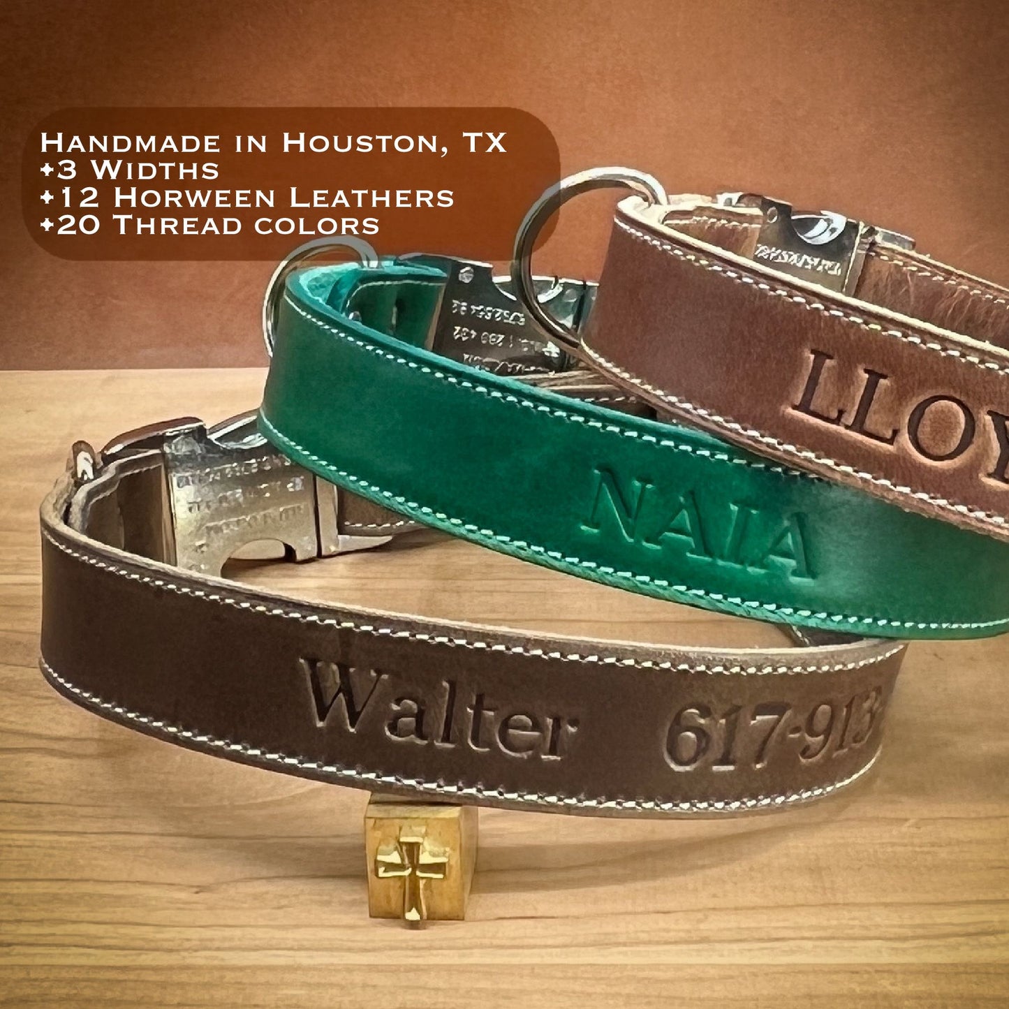 Customizable Quick Release Dog Collars in Horween Leather, Made to order