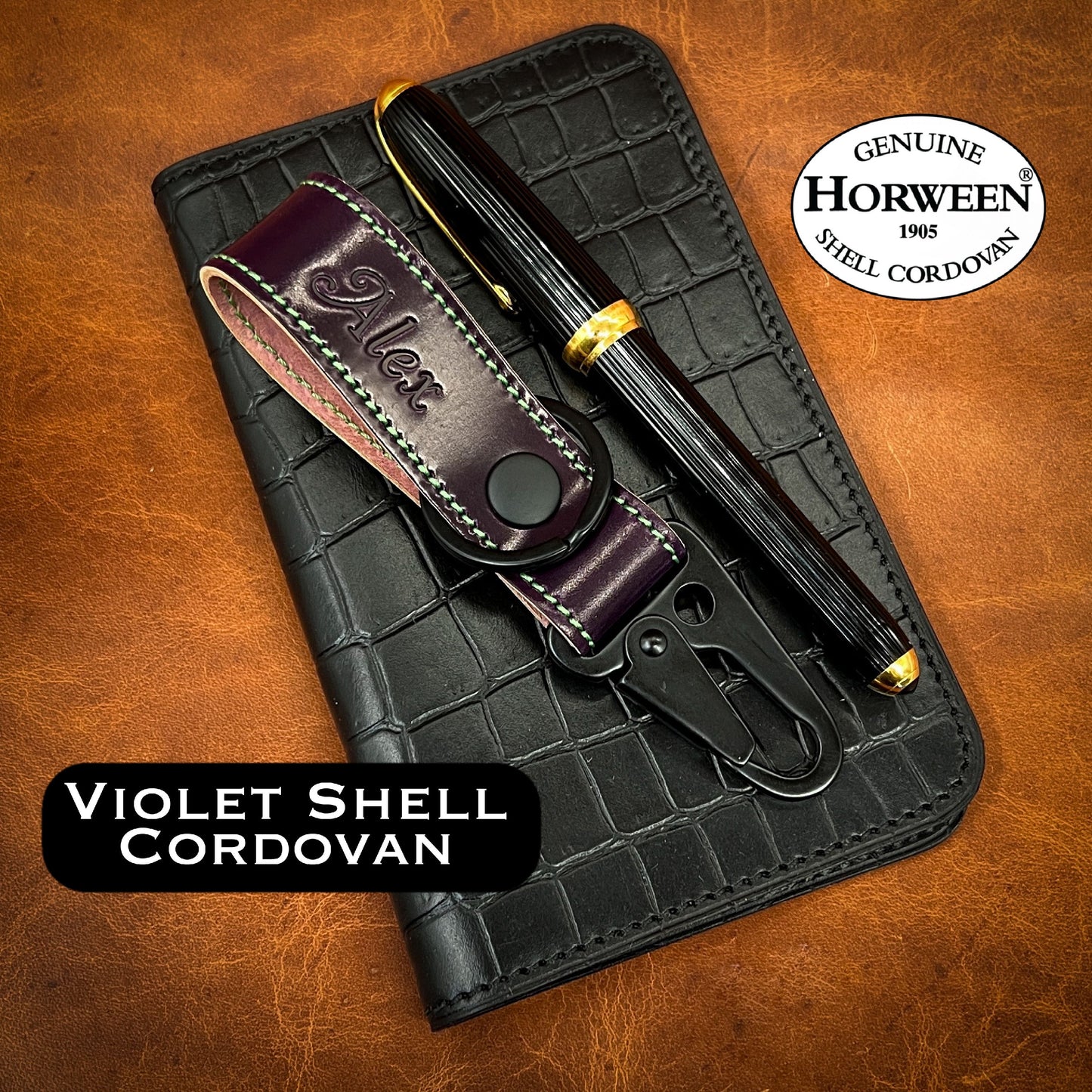 Shell Cordovan Belt Loop Keychain with HK Snap Hook | Handmade to Order
