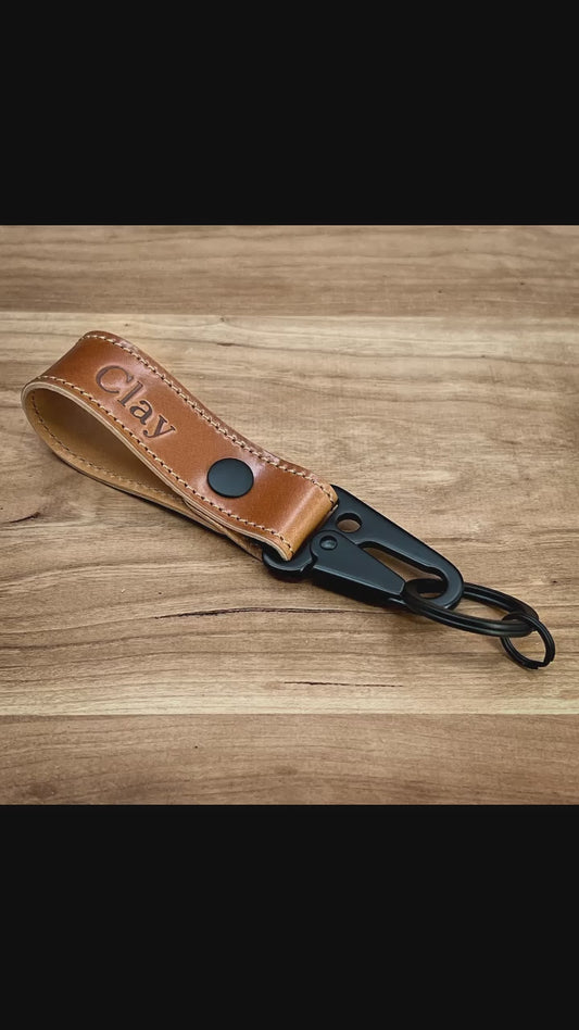 Horween Leather Belt Loop Keychain with HK Snap Hook | Handmade to Order