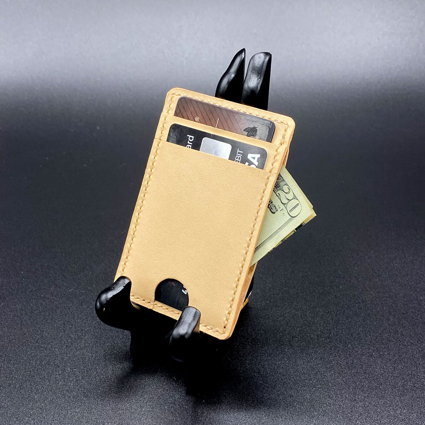 Custom Minimalist MiniMax V2 wallet in Natural Vachetta Leather | made in Houston | Custom Leather and Pen