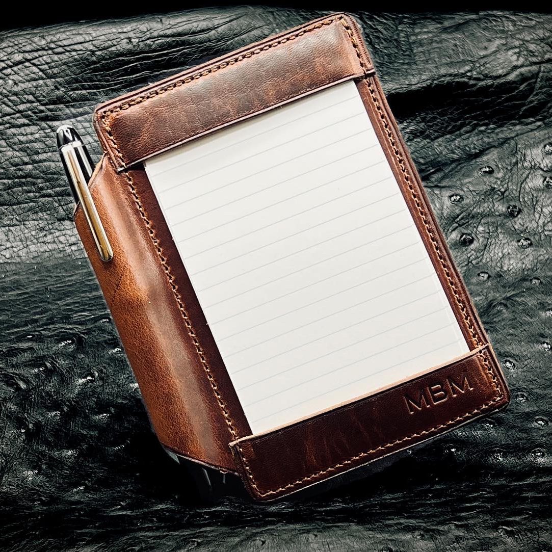 Nut Brown Horween Custom Pocket Jotter Index Card Holder , Personalized Horween Leather, Designer Notepad Custom Pocket Jotter Index Card Holder , Personalized Horween Leather, Designer Notepad | made in Houston | Custom Leather and Pen