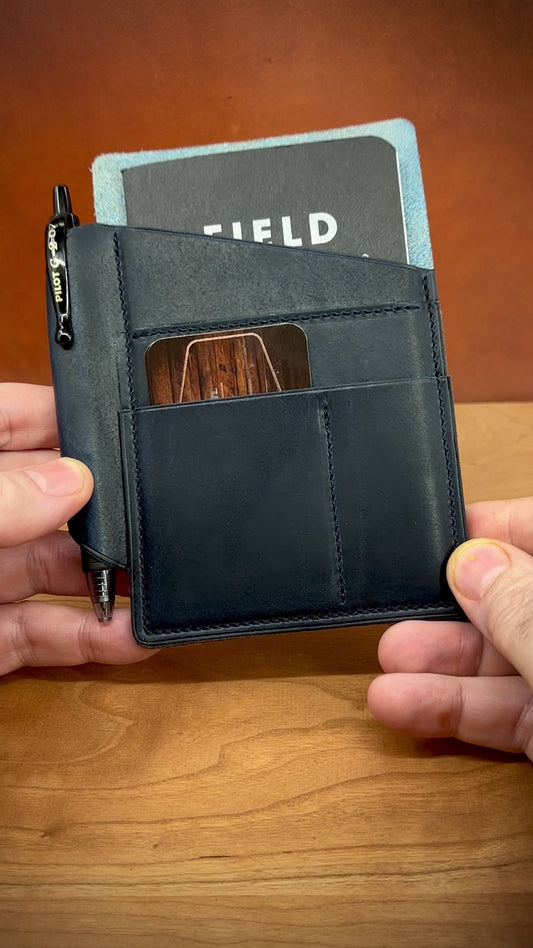 V2 Field Notes Slip Cover in Cobalt Blue Tan Horween Leather | Ready to Ship