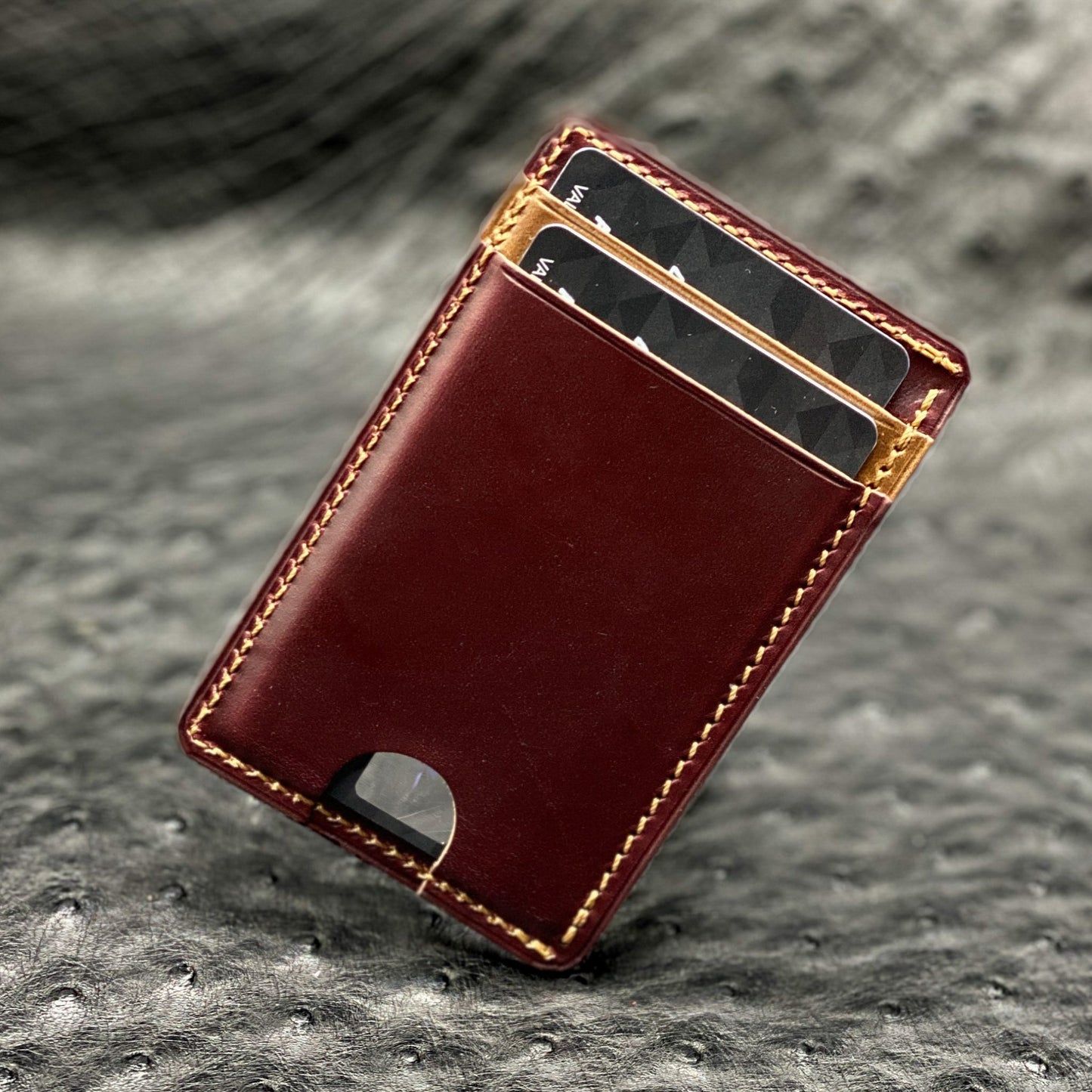 Tactical Minimalist MiniMax V2 wallet in #8 and Natural CXL Horween Leathers | made in Houston | Custom Leather and Pen