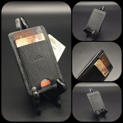 Custom Minimalist MiniMax V2 wallet in Black Montebelle Epi Leather | made in Houston | Custom Leather and Pen