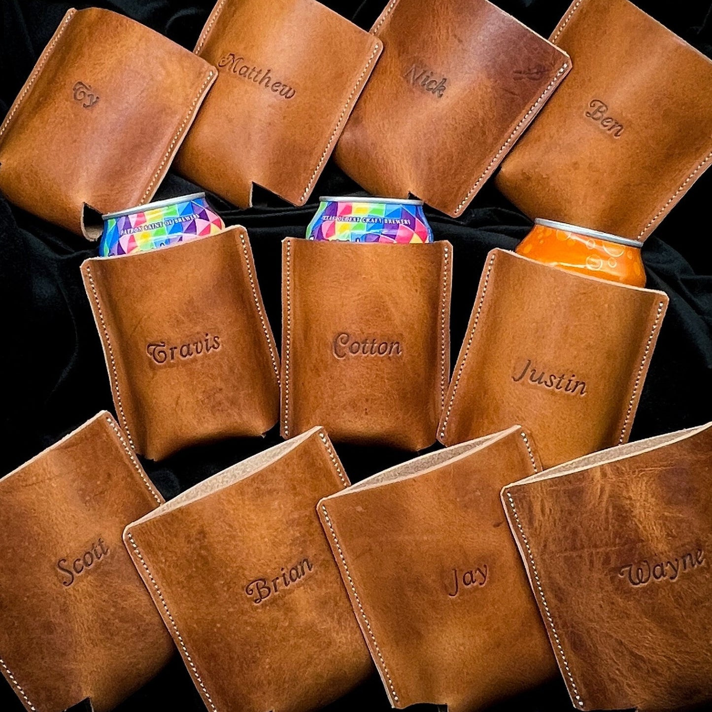 Horween Leather Can Coolers in English Tan