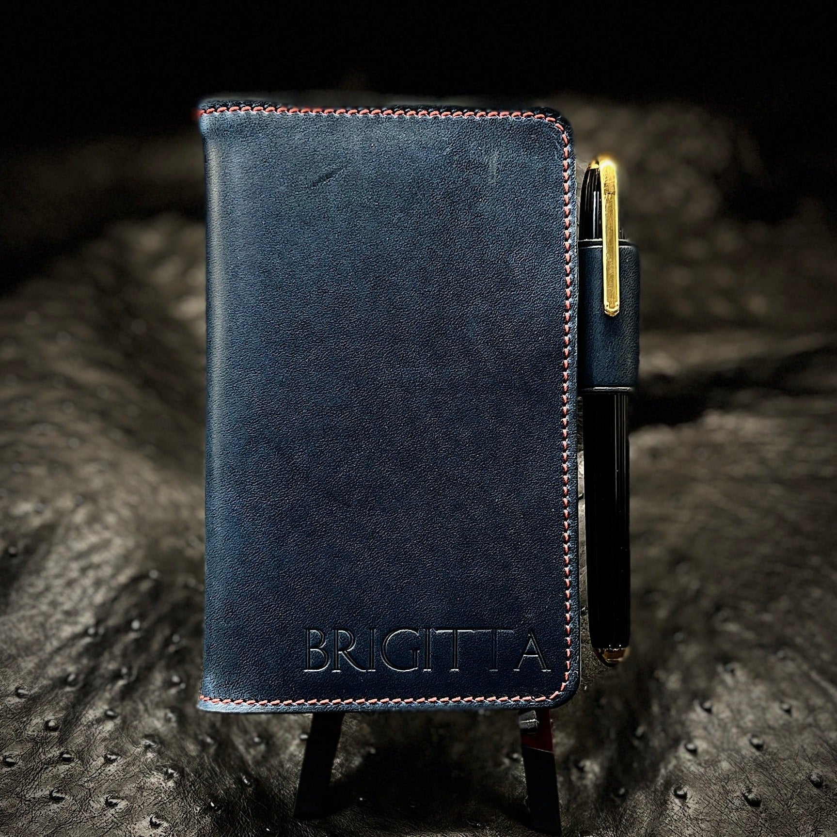 Custom Handmade Field Notes Journal Covers in Cobalt Blue Horween Leather | Handmade in Houston | Custom Leather and Pen