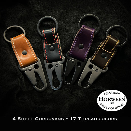 Handmade Shell Cordovan EDC Mini Tactical Keychains | Custom Small Horween Leather Keychains | Custom Leather And Pen made in Houston, TX