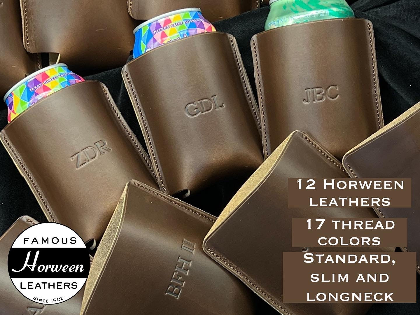 Groomsmen Koozies in Natural CXL Horween Leather