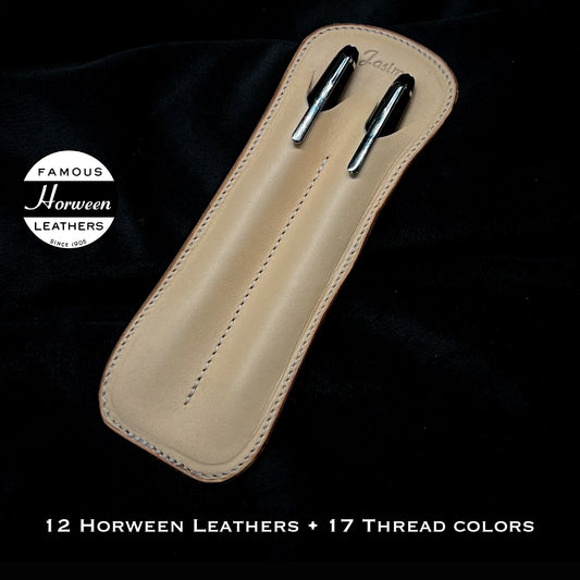 Handmade Double Pen Sleeve Case | Dual Pen Pouch | Natural Vachetta Luxe Leather