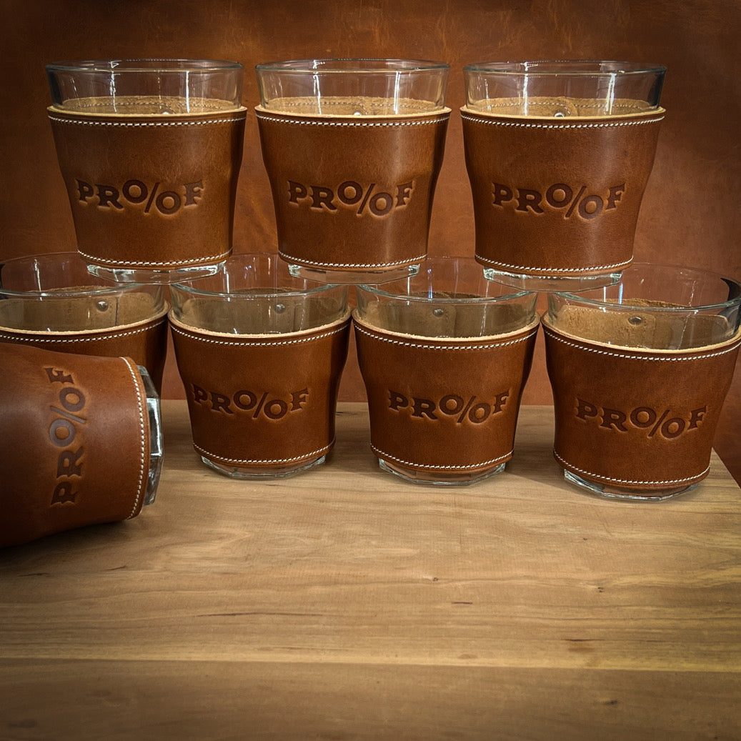 Proof Ice Cream Leather Wrapped Glasses | Handmade in Houston TX