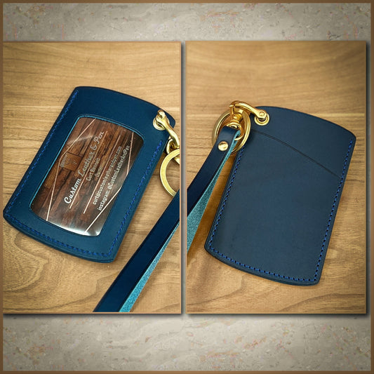 Keychain ID wallet in Walpier leather.  Handmade by Custom Leather and Pen in Houston, TX