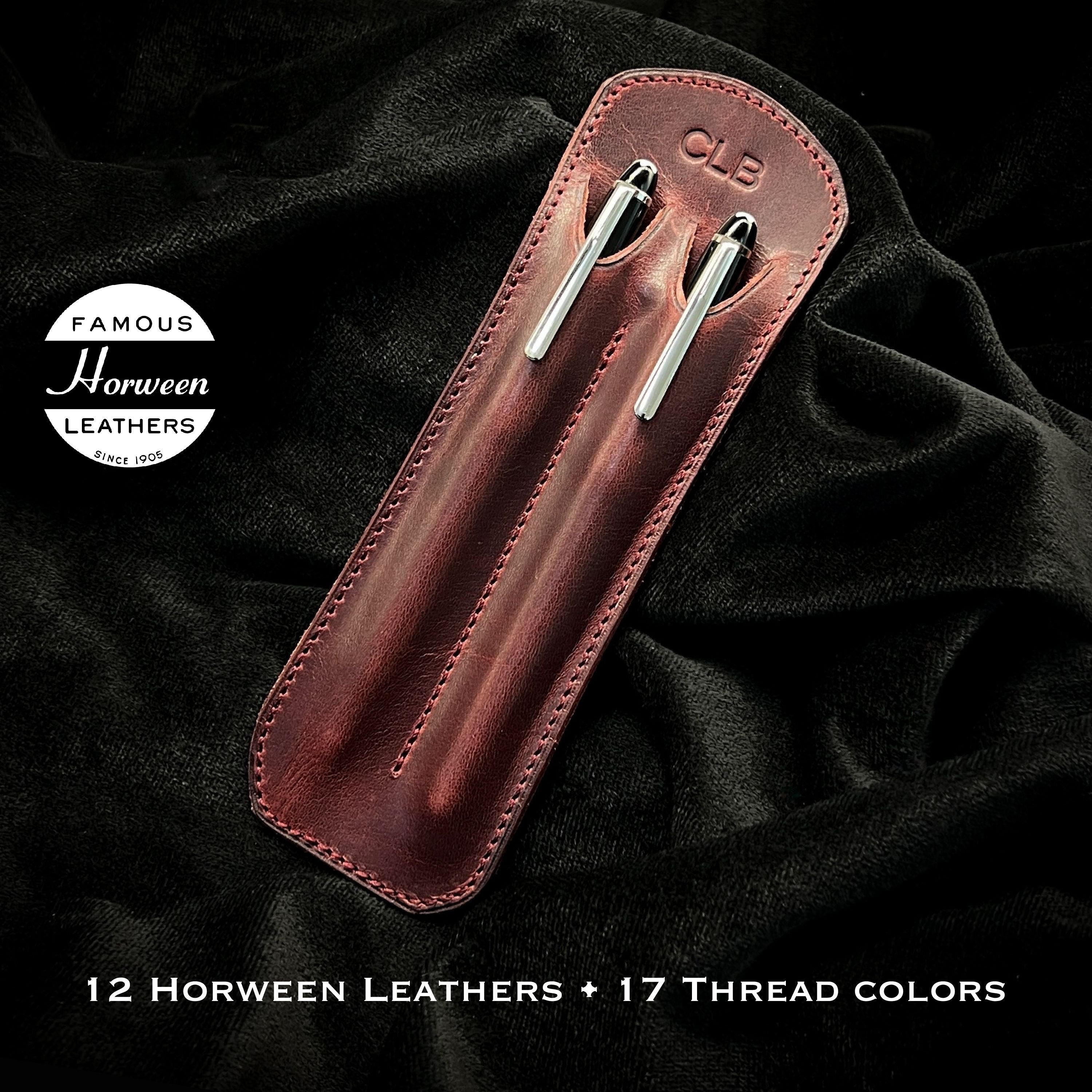 Leather Pen Case - Handmade Pen Protective Sleeve Cover (Walnut