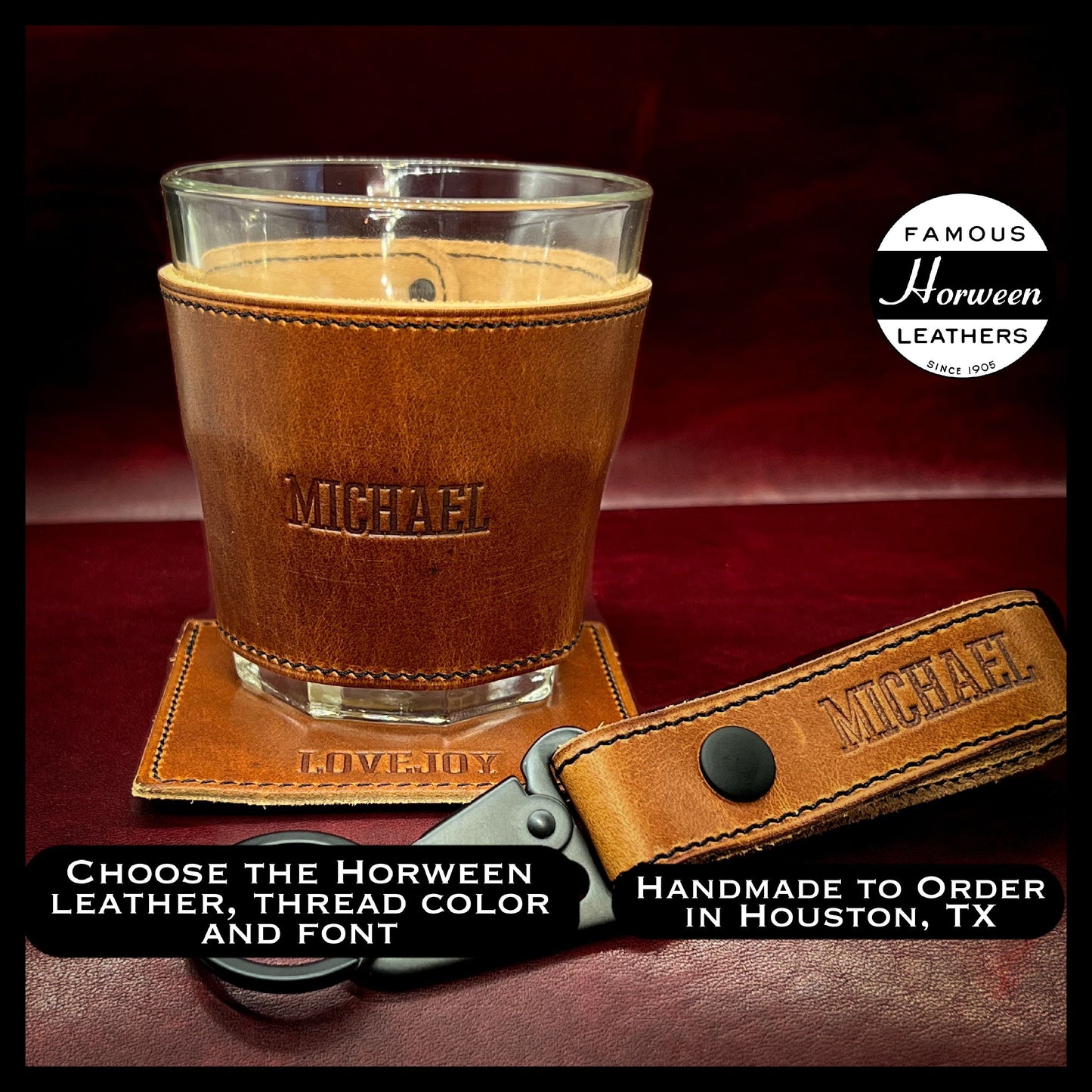 Horween Leather Wrapped Glasses | Handmade to Order by Custom Leather and Pen in Houston, TX