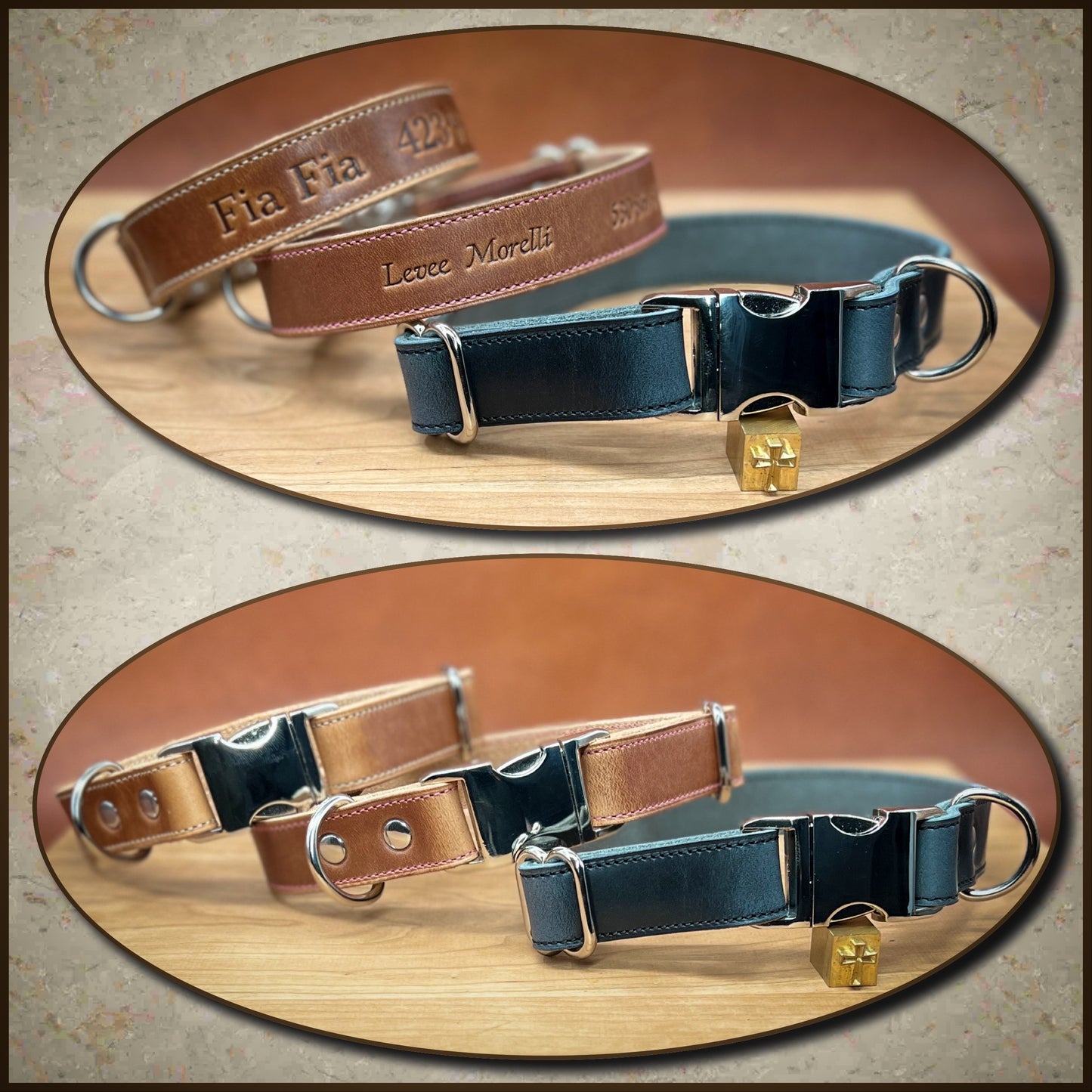 Customizable Quick Release Dog Collars in Horween Leather, Made to order