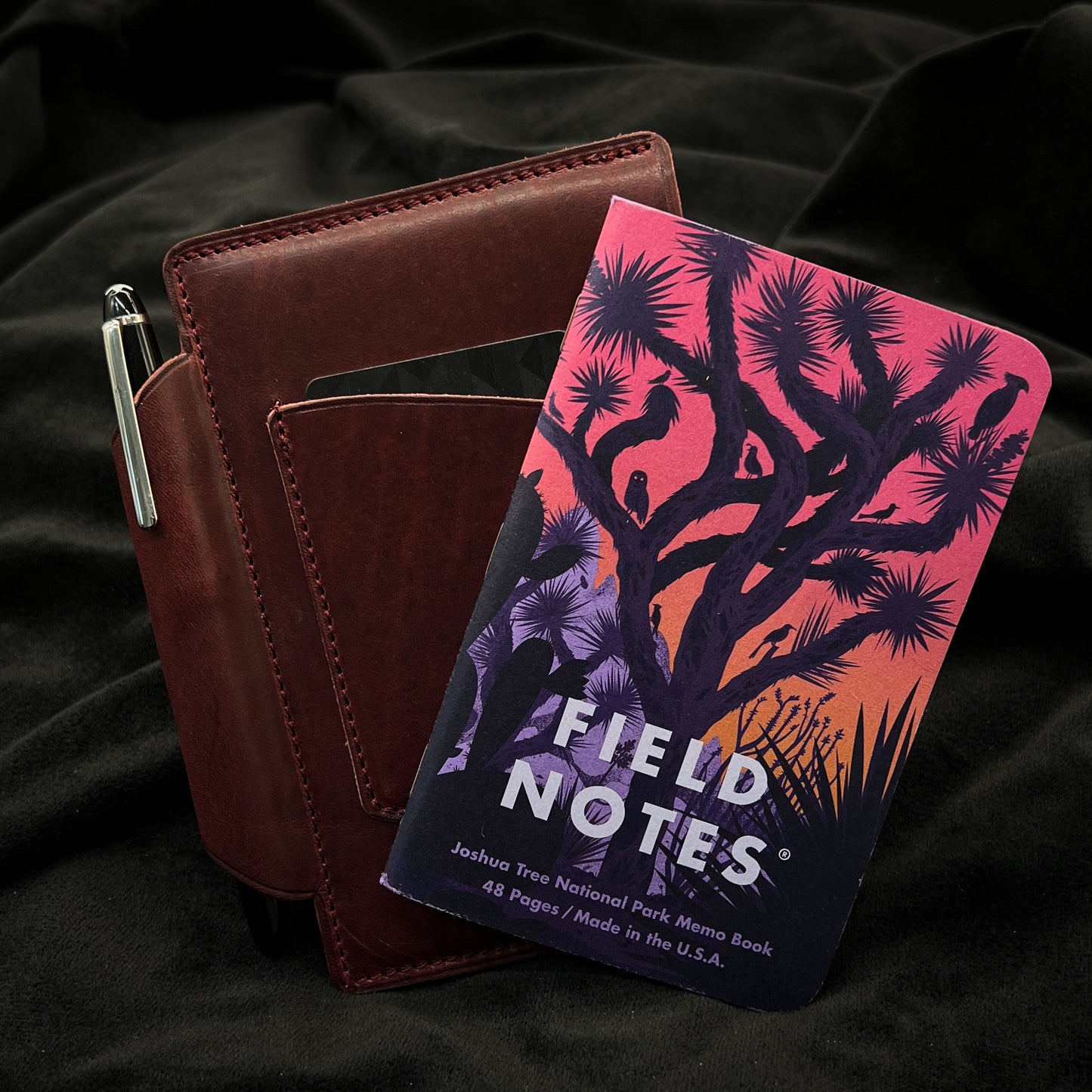 Pocket Notebook Sleeve Cover for 3.5x5.5 inch format notebooks in Horween leather. Handmade to order by Custom Leather and Pen in Houston, TX