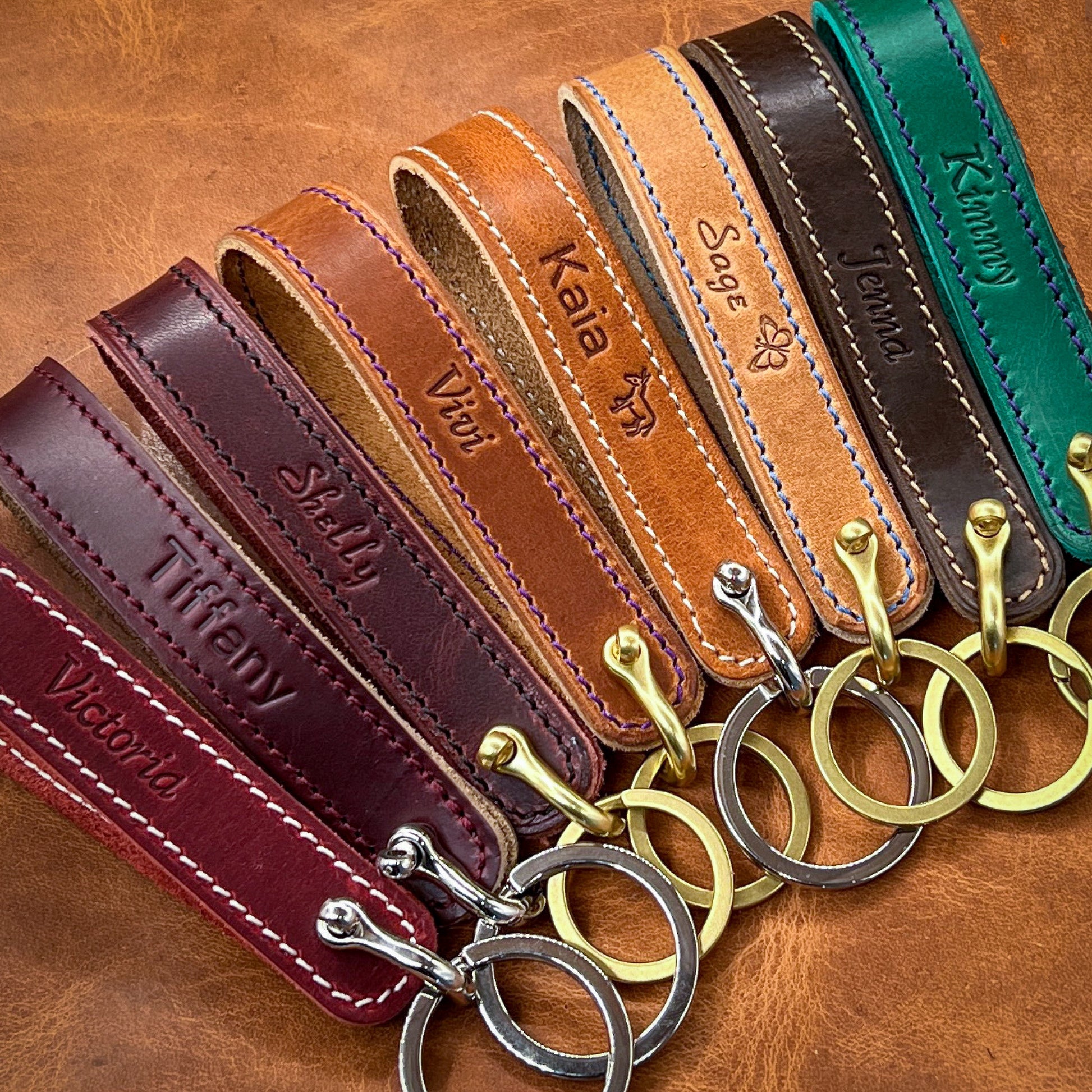 Handmade Horween Leather Keychain. Personalized Leather Keychain For Men and Women. American made in Houston, Texas.