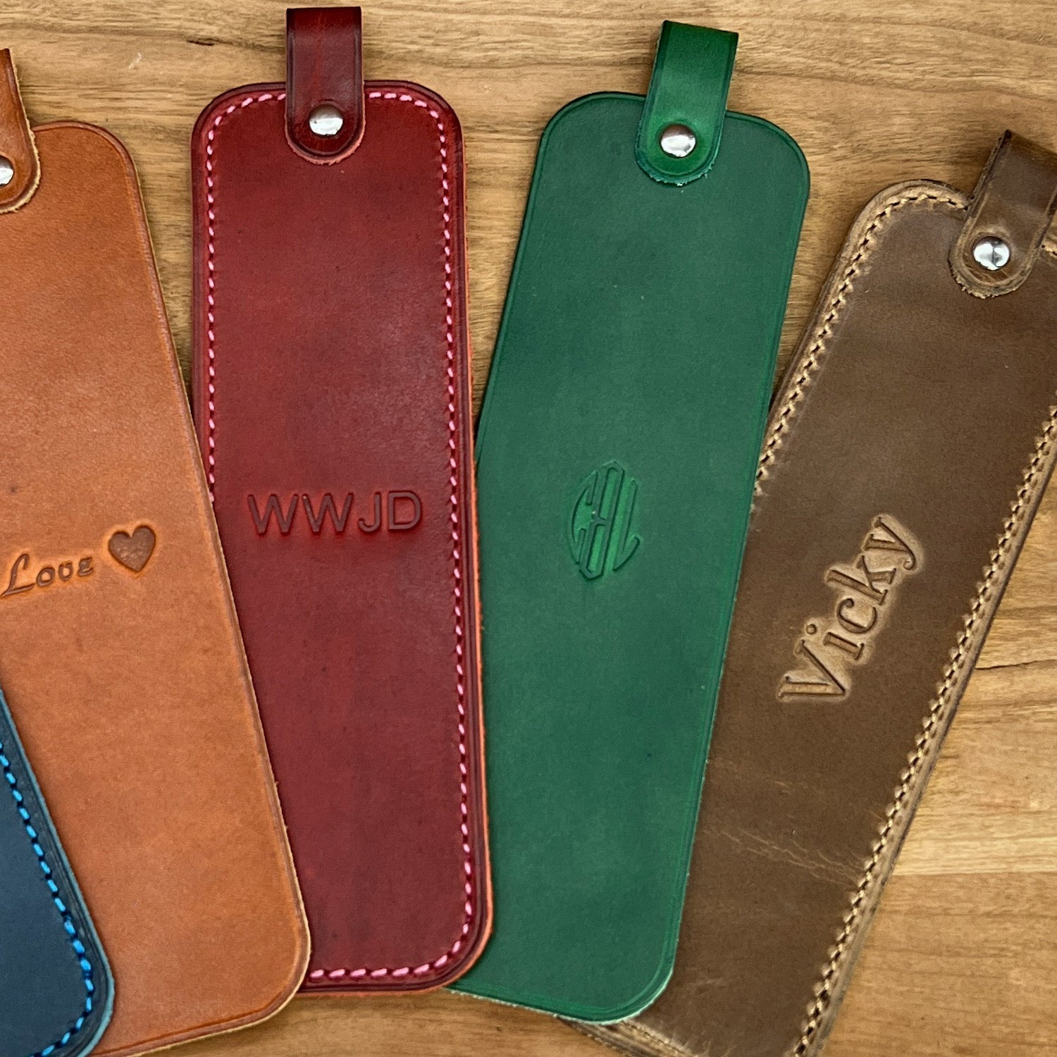 Lovely handmade bookmarks in beautiful Horween leather.