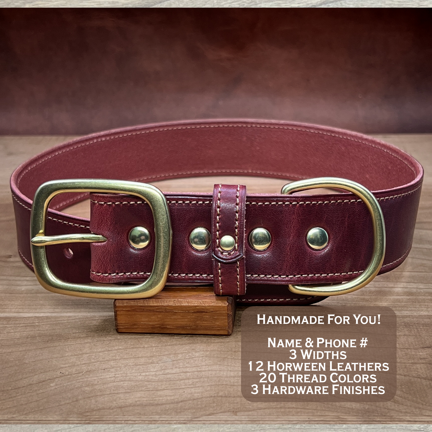 Premium Leather Dog Collar. Handmade in Horween Leather.