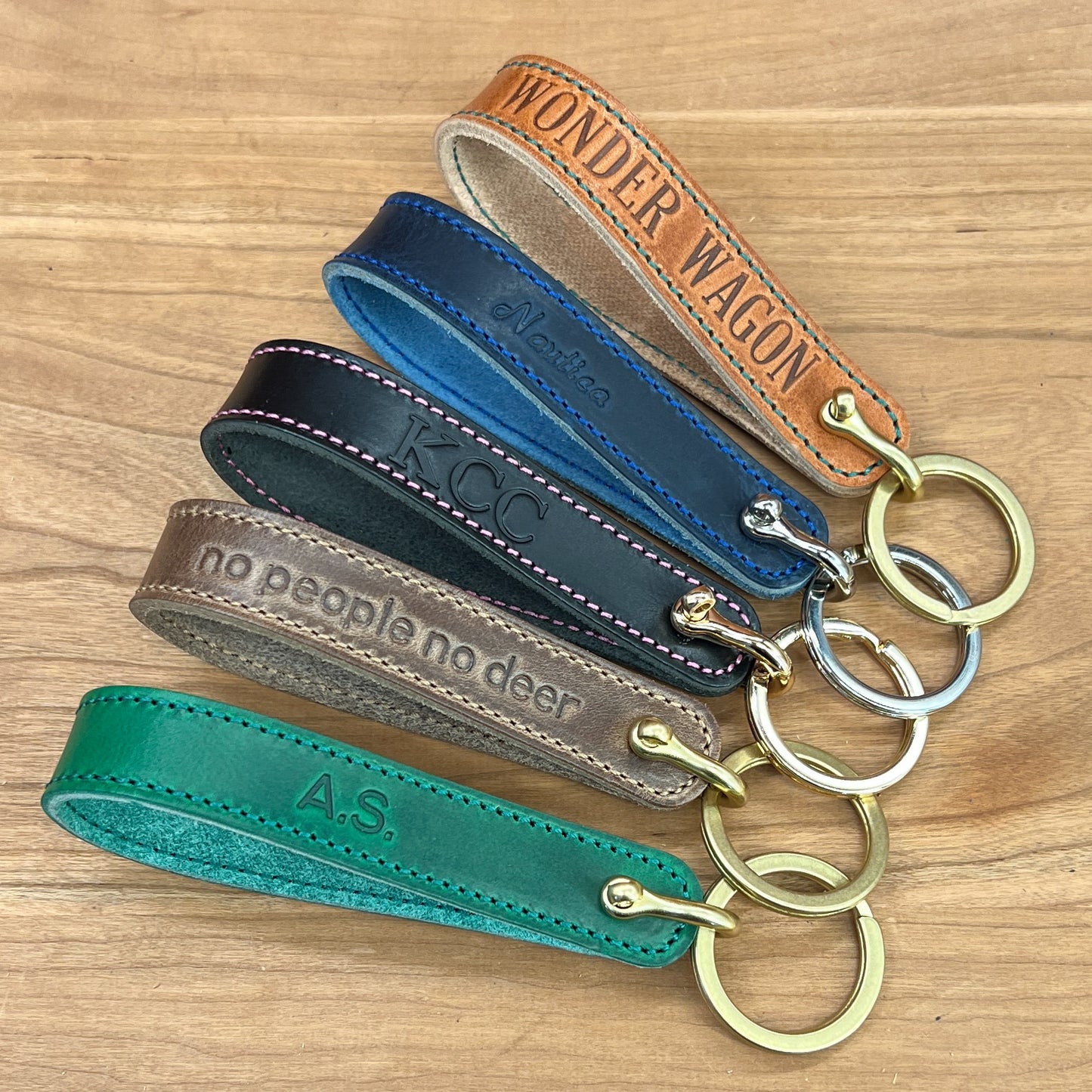 Personalized Horween Leather Loop Keychain | Handmade to Order