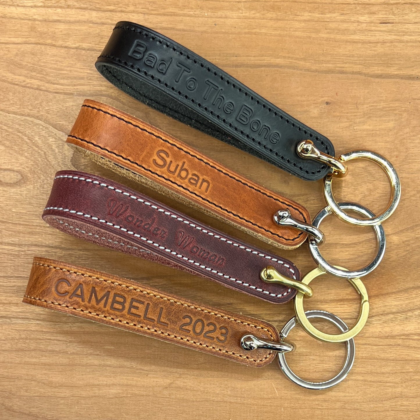 Personalized Horween Leather Loop Keychain | Handmade to Order