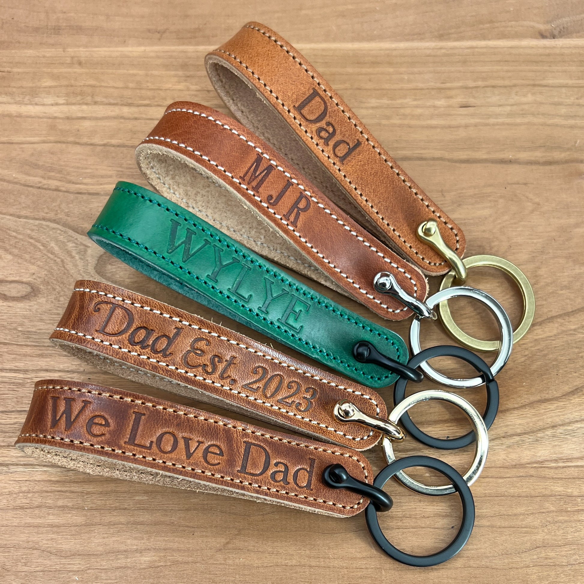 Customizable Leather Loop Keychain in Horween Leather