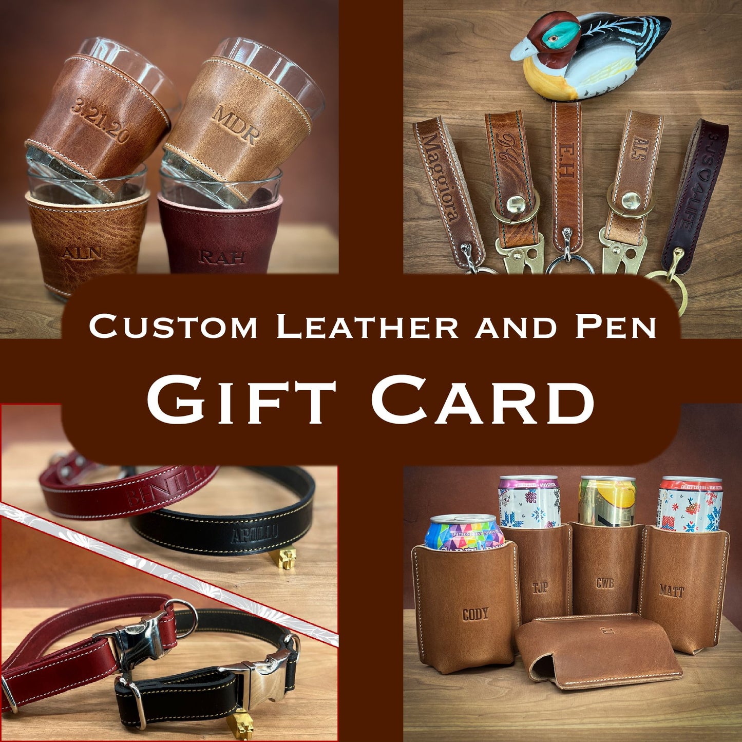 Custom Leather and Pen Gift Card
